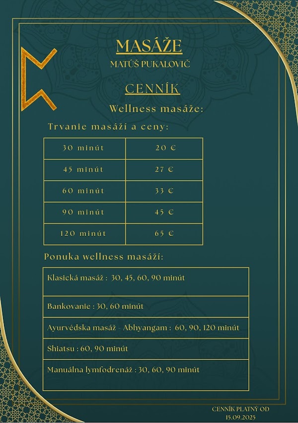 Masáže Matúš Pukalovič