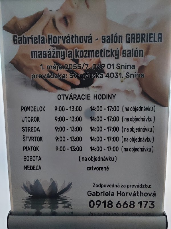Gabriela Horváthová - masážny a kozmetický salón