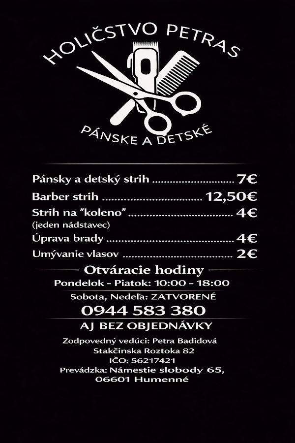 PÁNSKE A DETSKÉ HOLIČSTVO PETRAS